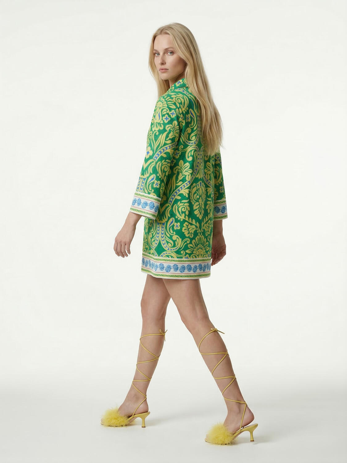 Yeşil Pamuk Dokulu Oversize Elbise - 3