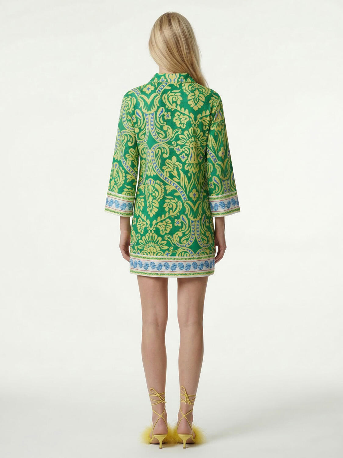 Yeşil Pamuk Dokulu Oversize Elbise - 4