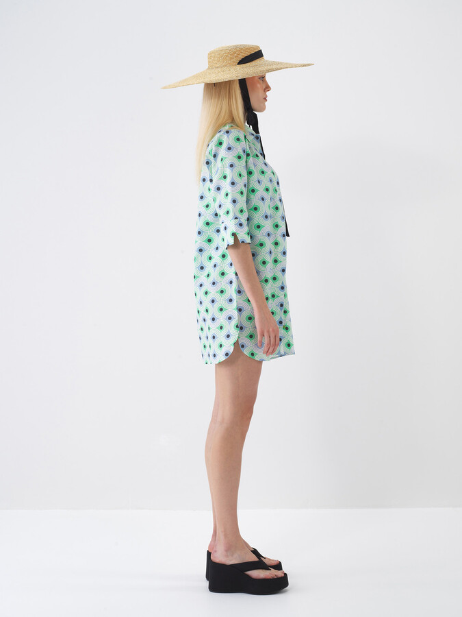 Yeşil Pamuk Dokulu Regular Fit Elbise (1)