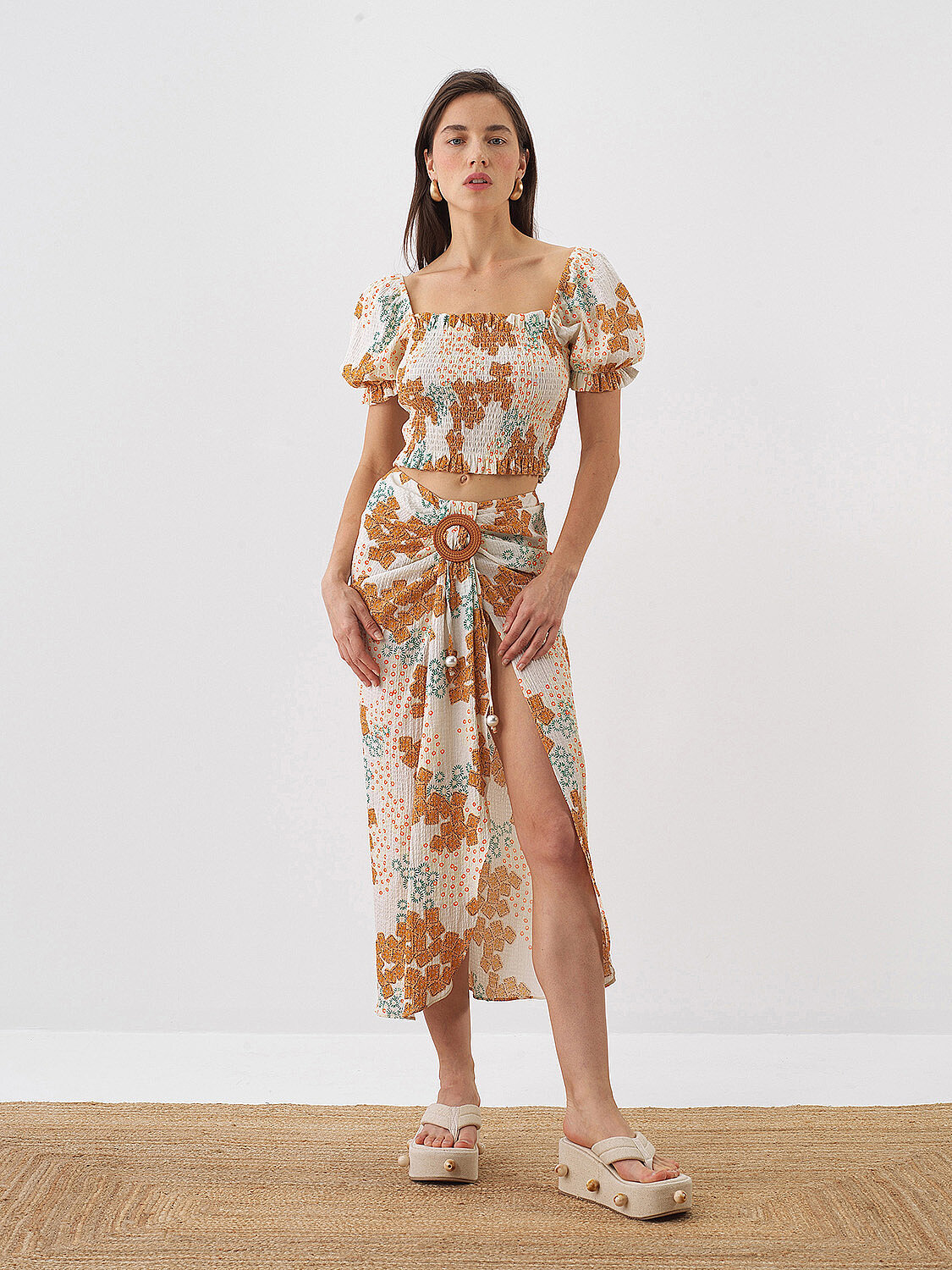 Beyaz Pamuk Dokulu Regular Fit Etek (1)