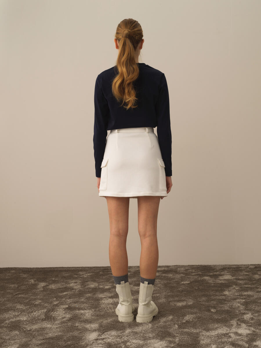 Ekru Pamuk Dokulu Regular Fit Etek - 4