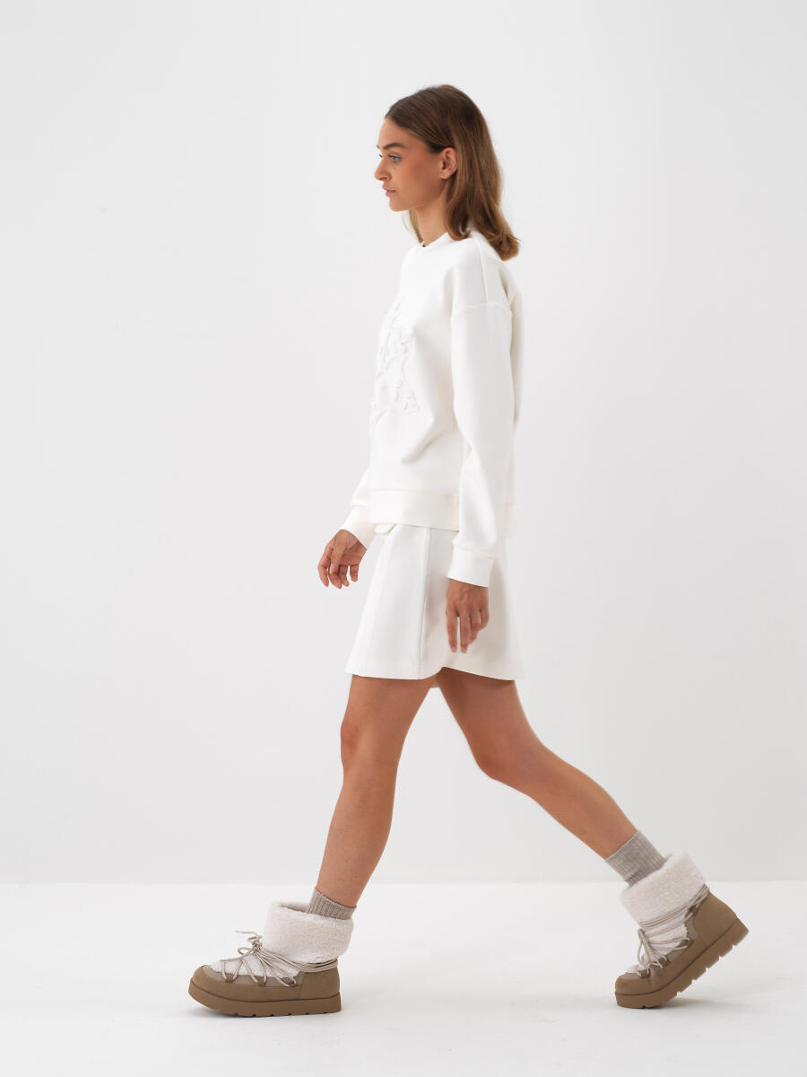 Ekru Pamuk Dokulu Regular Fit Etek - 3