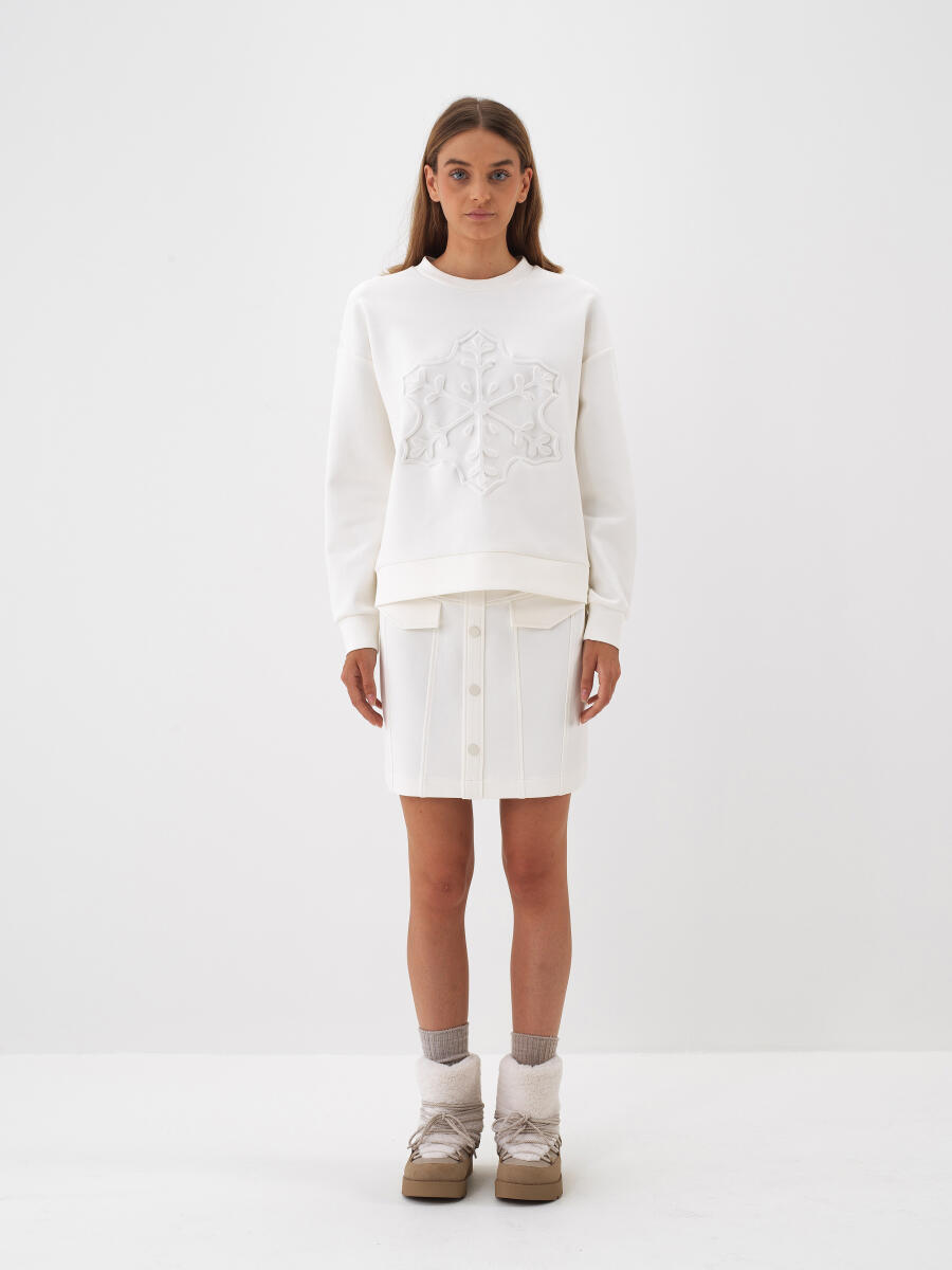 Ekru Pamuk Dokulu Regular Fit Etek - 2