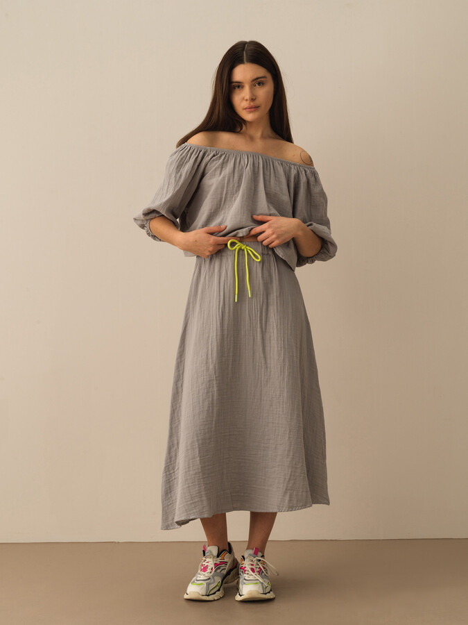 Gri Pamuk Dokulu Regular Fit Etek (1)