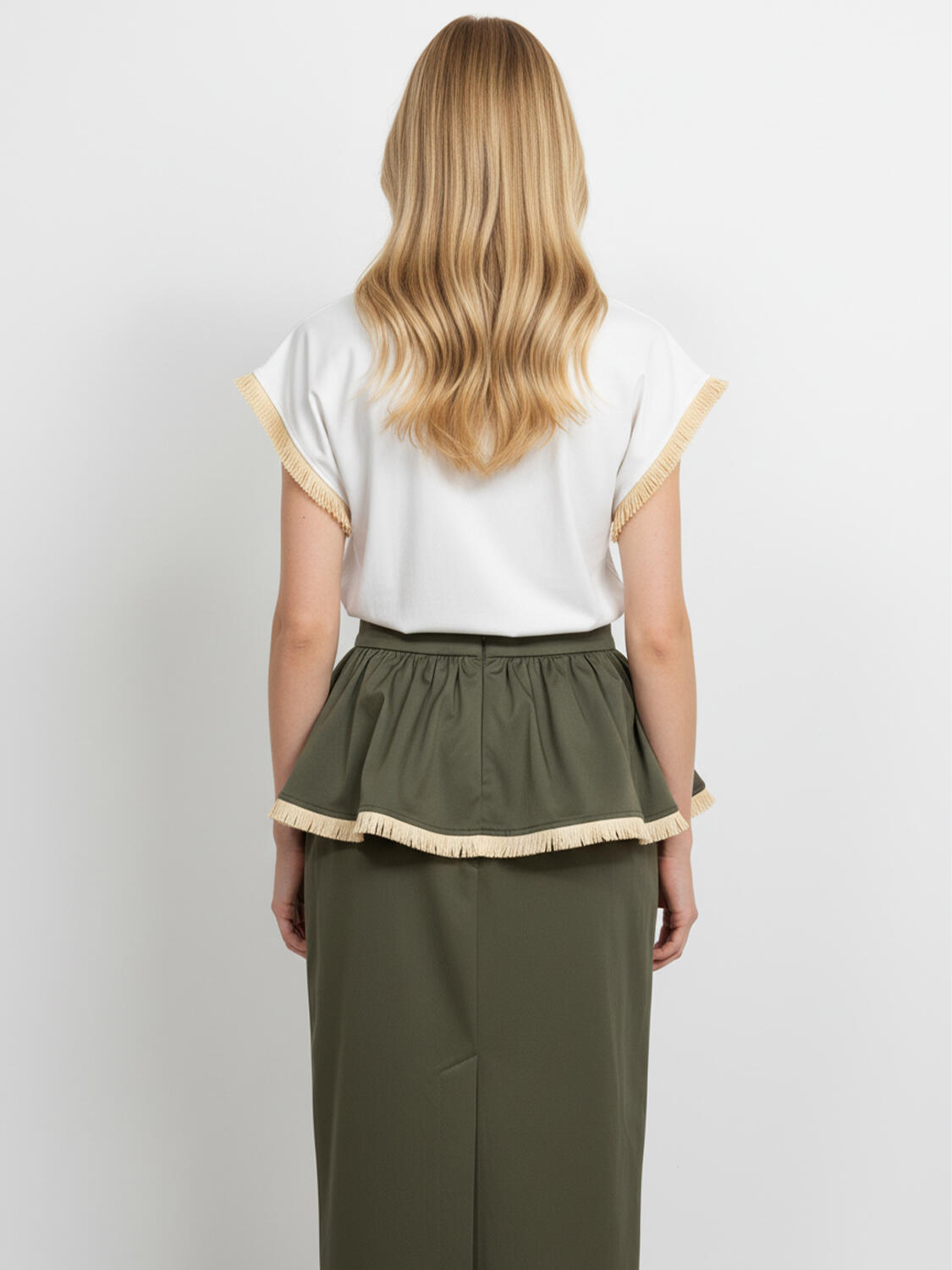 Haki Pamuk Dokulu Regular Fit Etek - 4