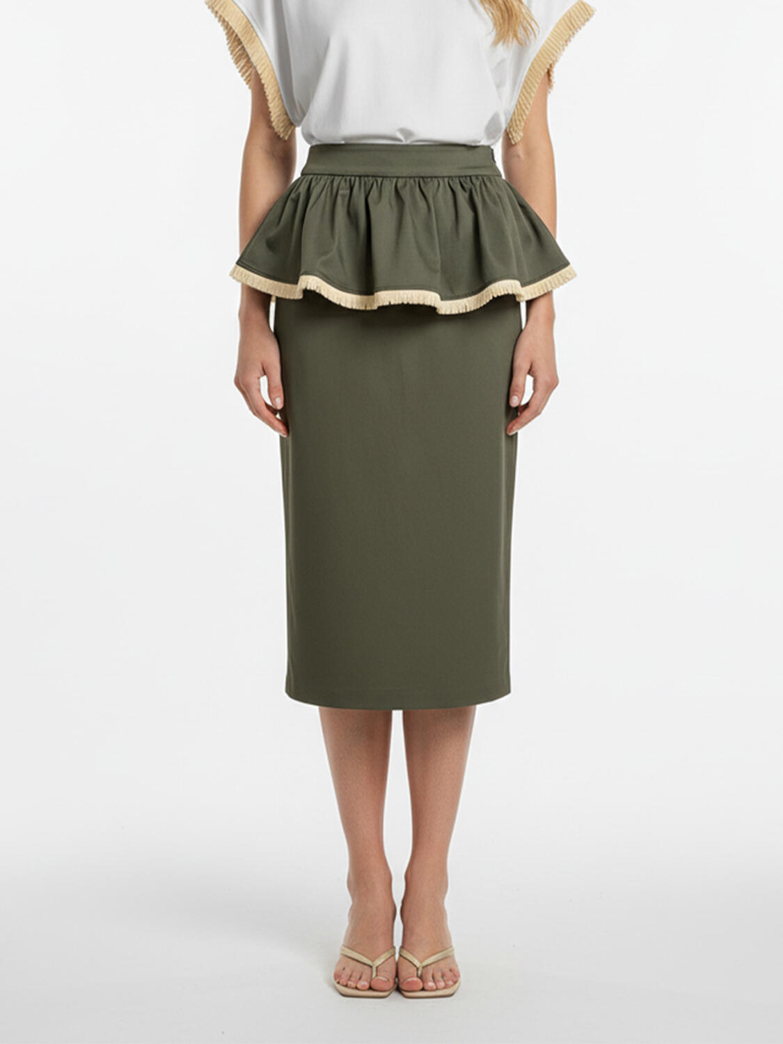 Haki Pamuk Dokulu Regular Fit Etek - 1