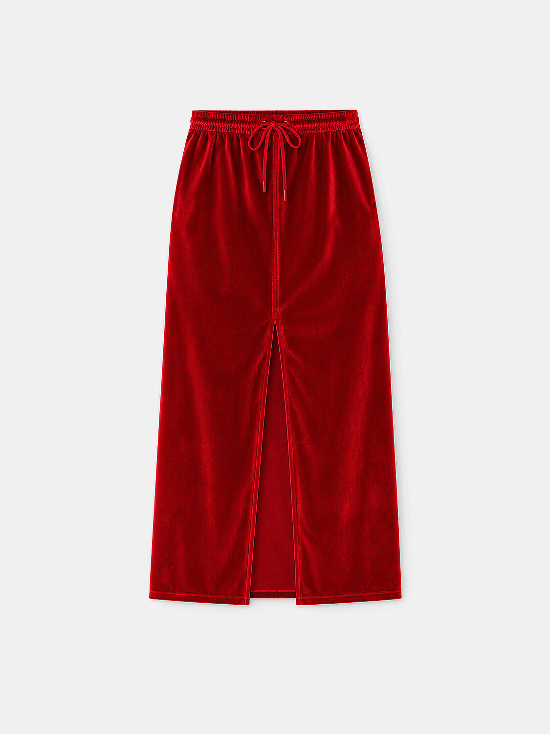 Kırmızı Regular Fit Kadife Etek