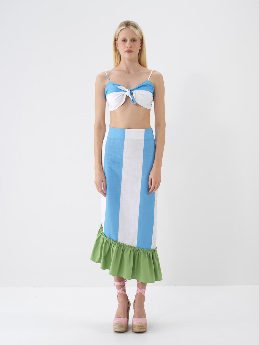 Mavi Pamuk Dokulu Regular Fit Etek - 3