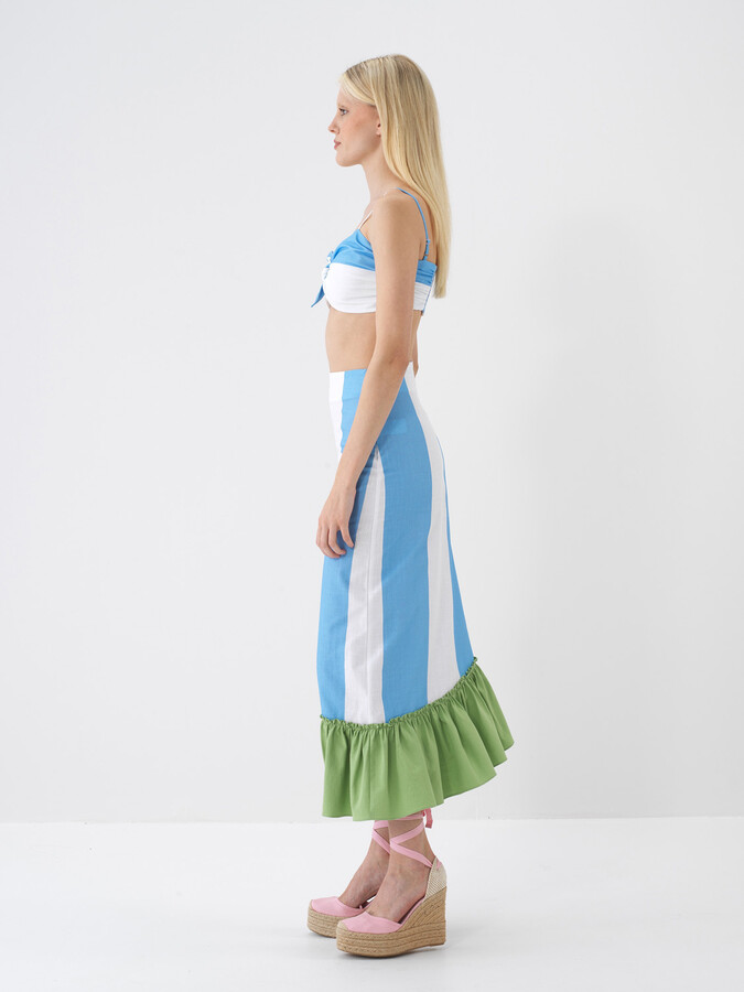 Mavi Pamuk Dokulu Regular Fit Etek - 6