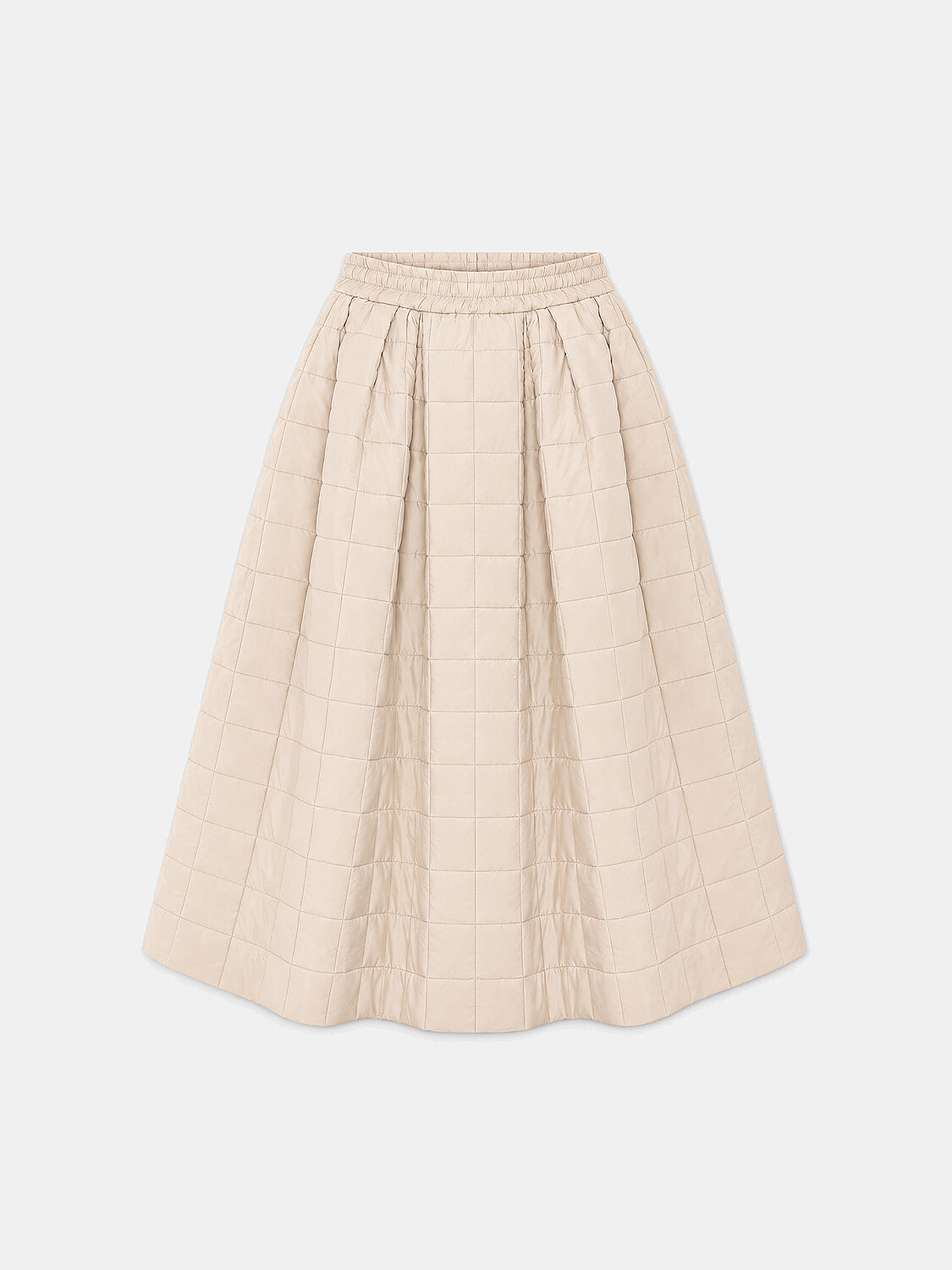 Naturel Kapitone Dokulu Oversize Etek