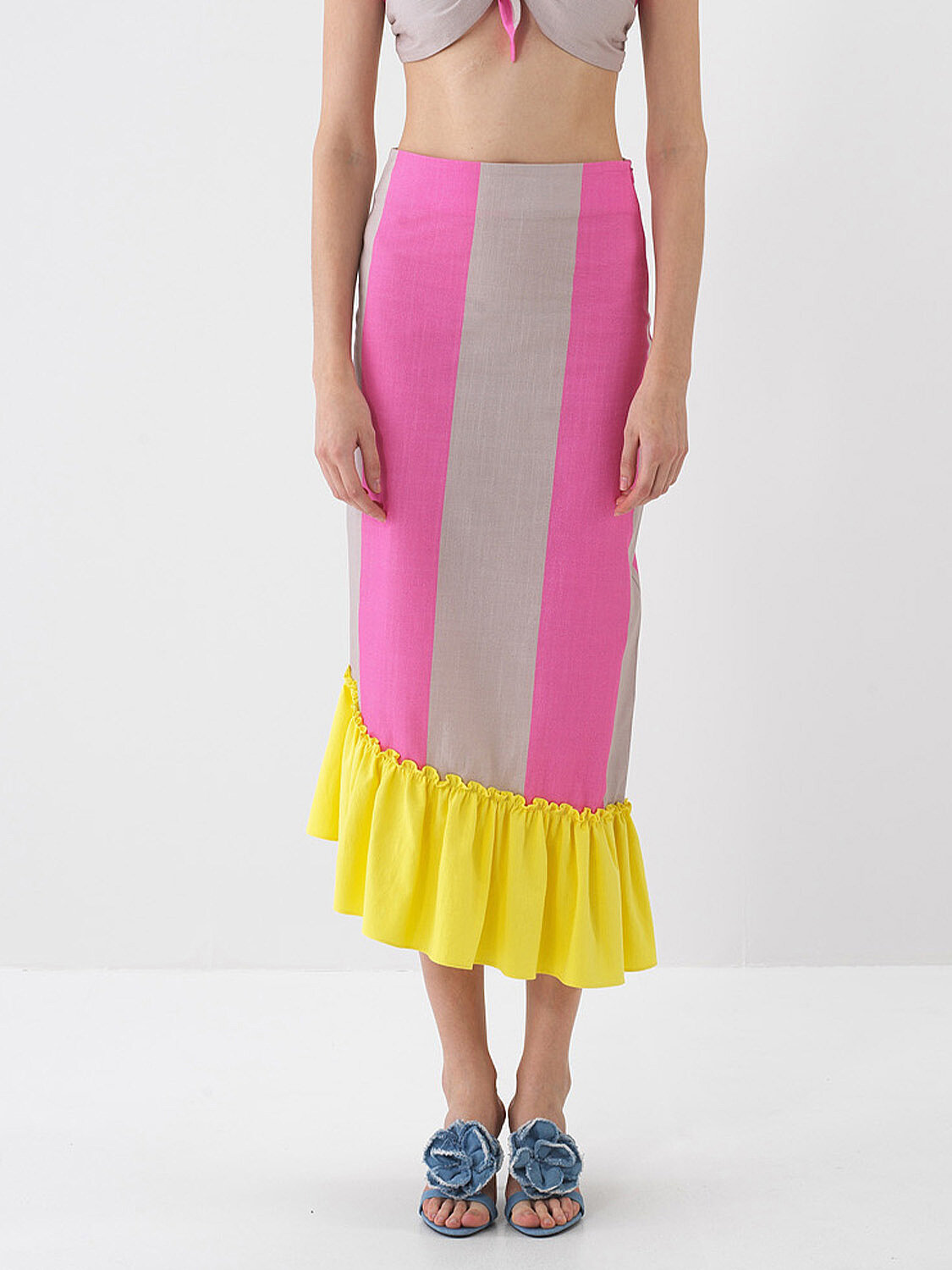 Pembe Pamuk Dokulu Regular Fit Etek (1)