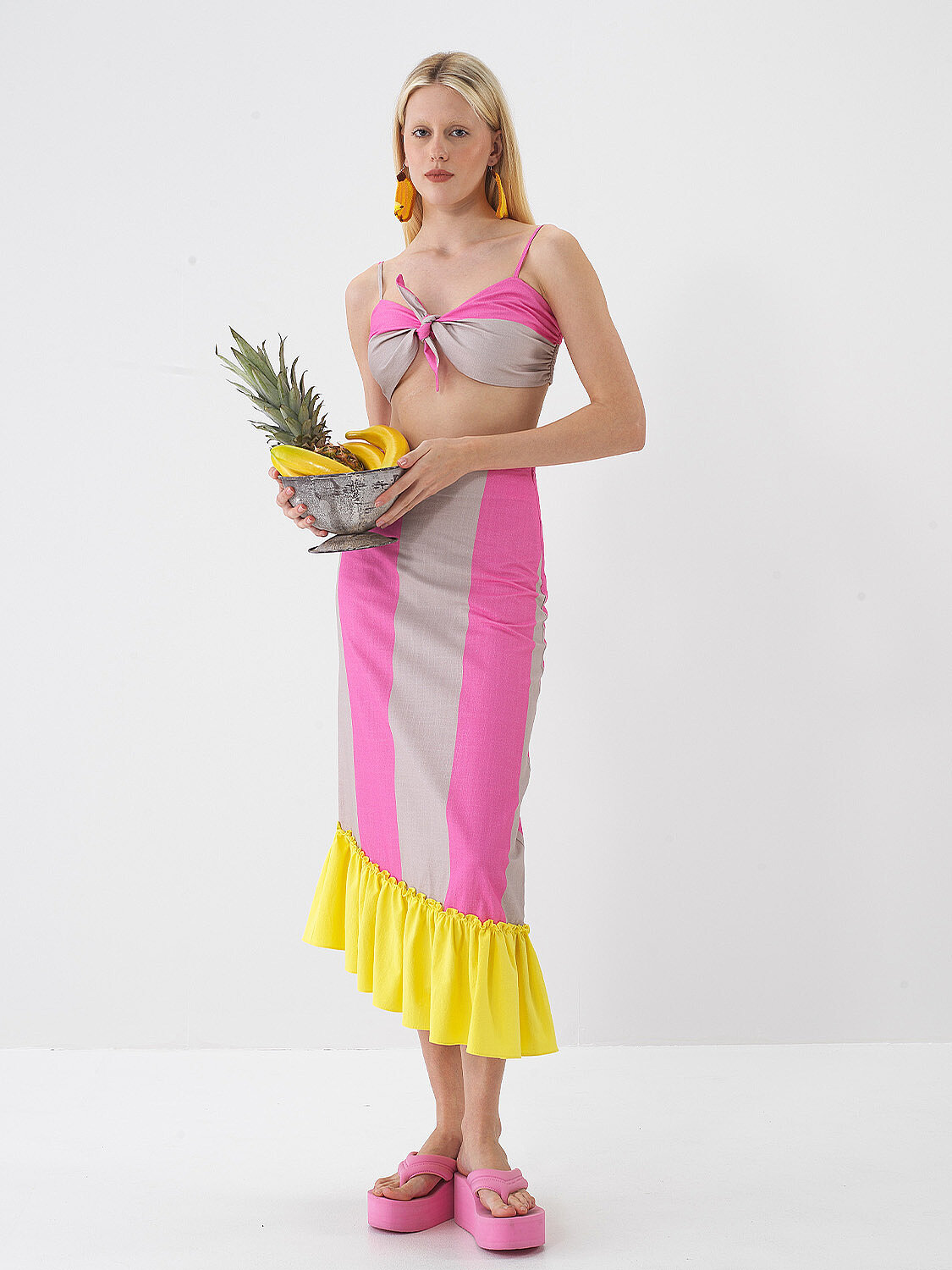 Pembe Pamuk Dokulu Regular Fit Etek