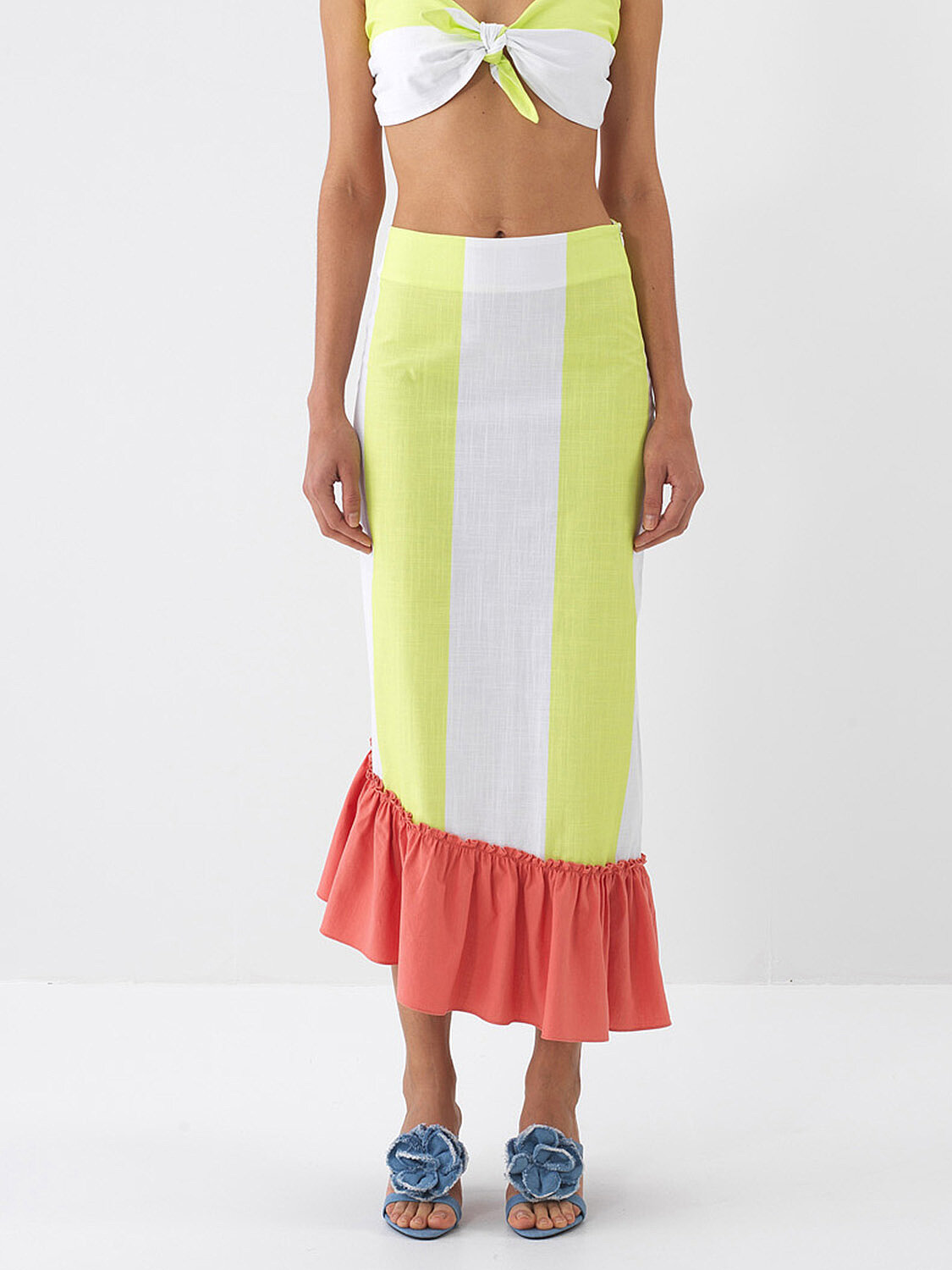 Yeşil Pamuk Dokulu Regular Fit Etek (1)