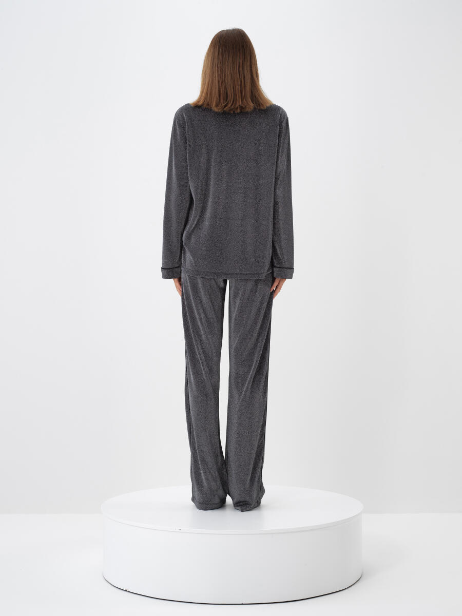 Antrasit Işıltılı Sim Detaylı Regular Fit Gömlek - 4