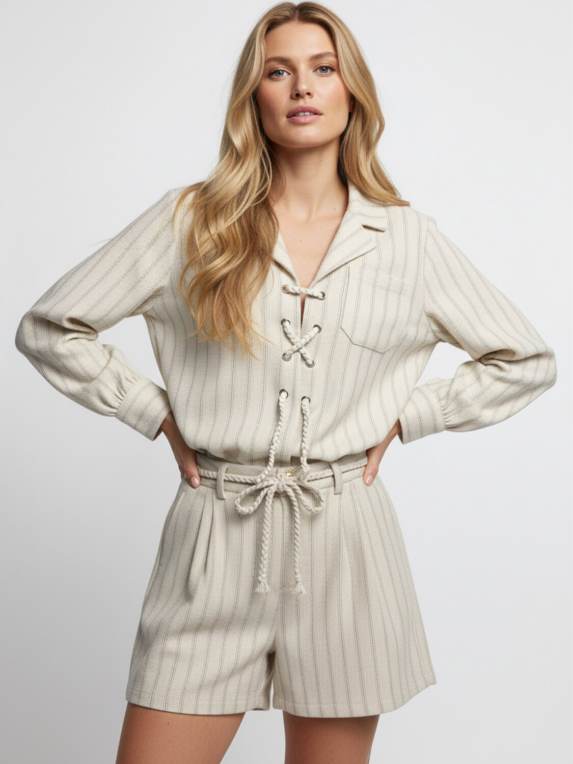 Bej Doğal Dökümlü Oversize Gömlek