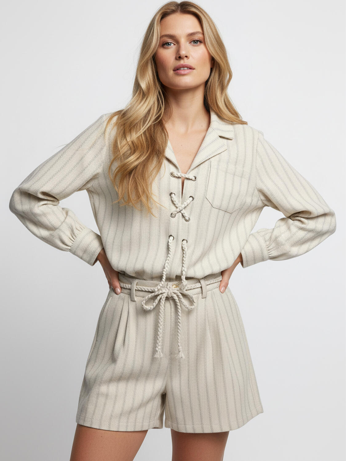 Bej Doğal Dökümlü Oversize Gömlek - 1