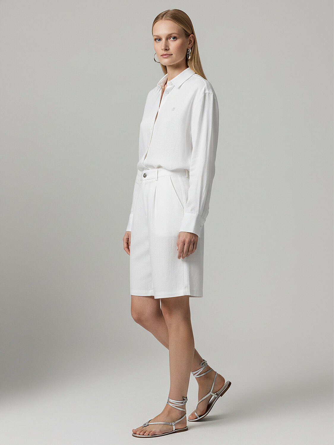 Beyaz %100 Keten Oversize Gömlek (3)