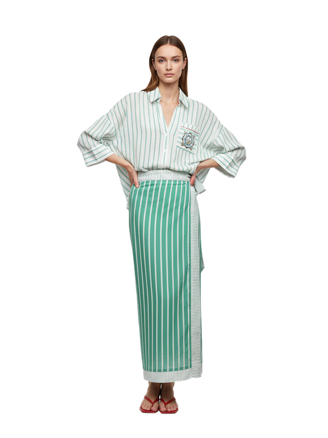 Beyaz Doğal Dökümlü Oversize Gömlek - 2