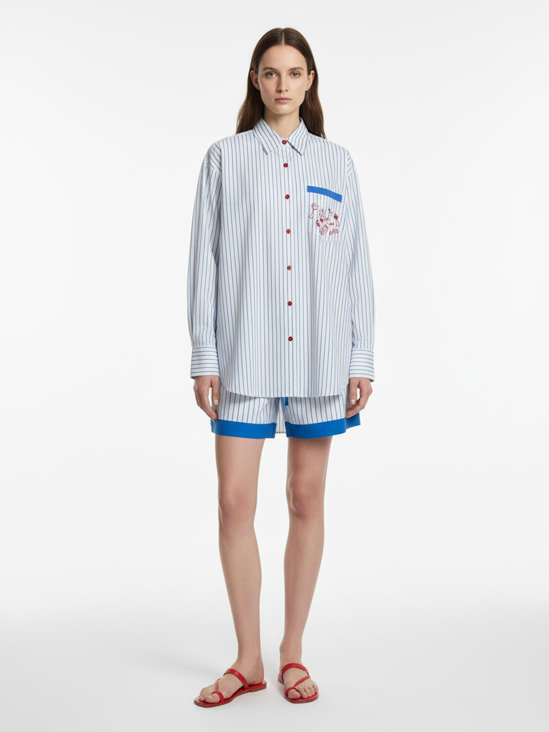 Beyaz Pamuk Dokulu Oversize Gömlek - 2