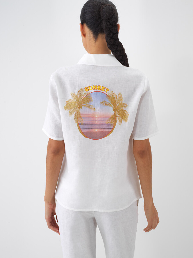 Beyaz %100 Keten Regular Fit Gömlek (1)