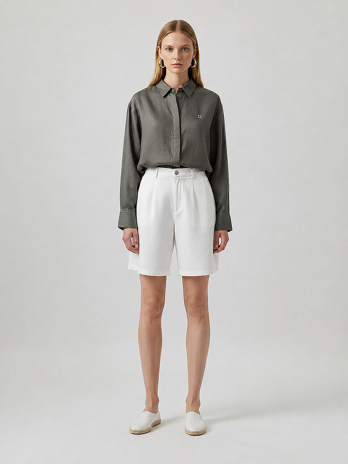 Haki %100 Keten Oversize Gömlek (3)