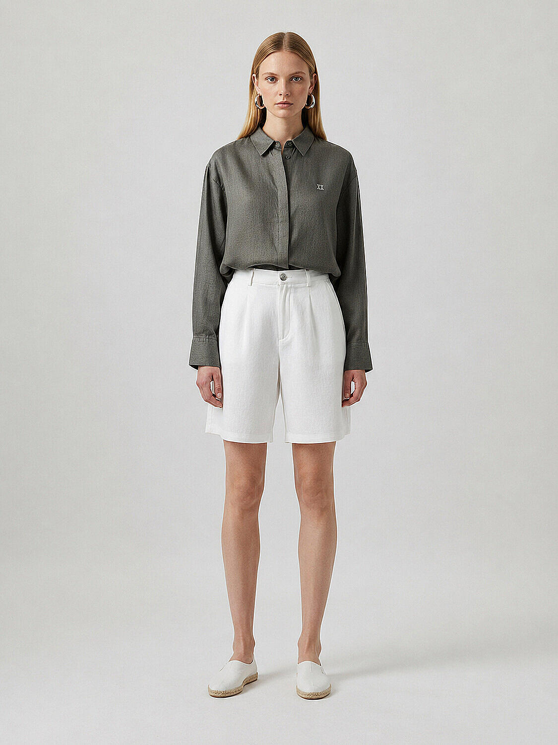 Haki %100 Keten Oversize Gömlek (2)
