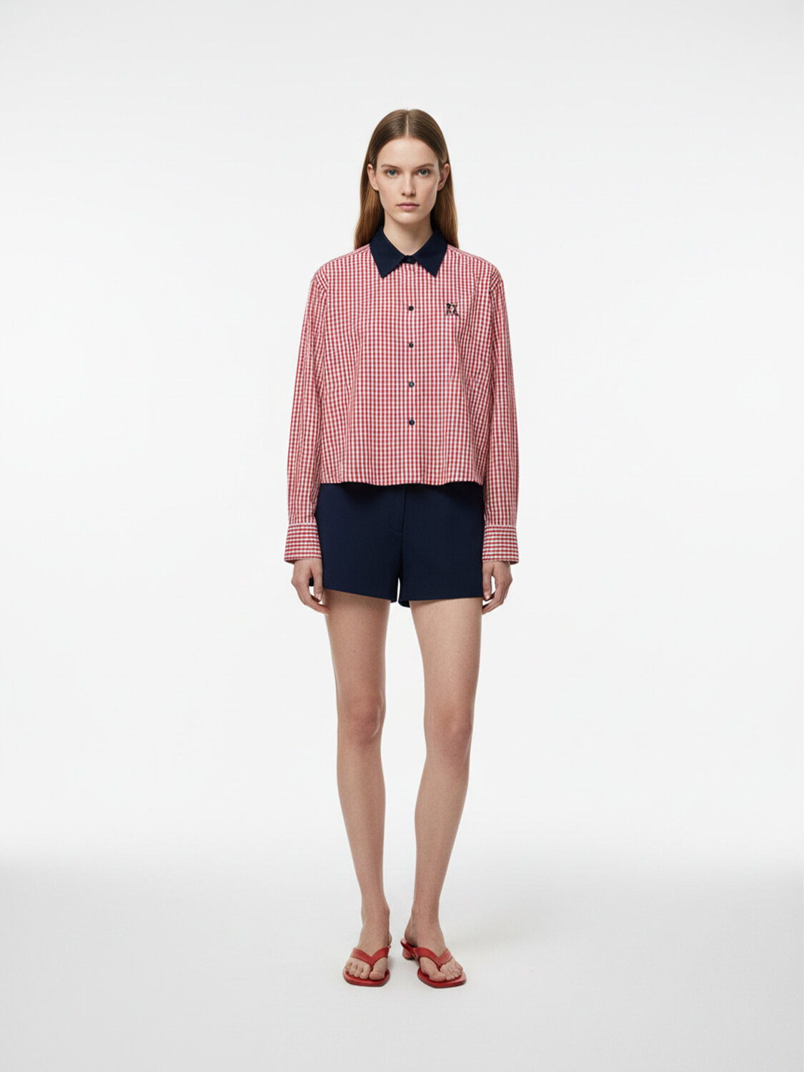 Kırmızı Pamuk Dokulu Oversize Gömlek - 3