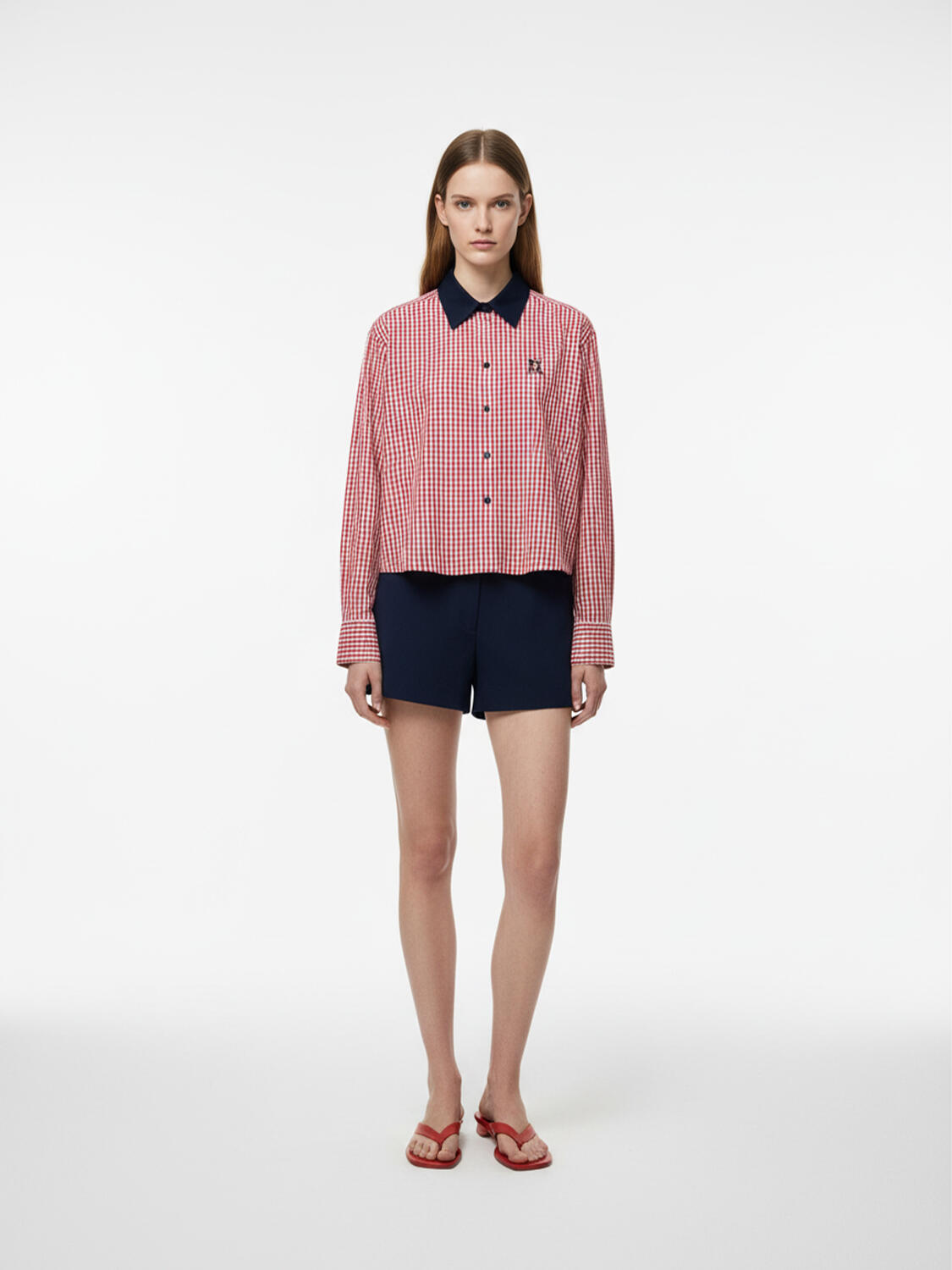 Kırmızı Pamuk Dokulu Oversize Gömlek - 3