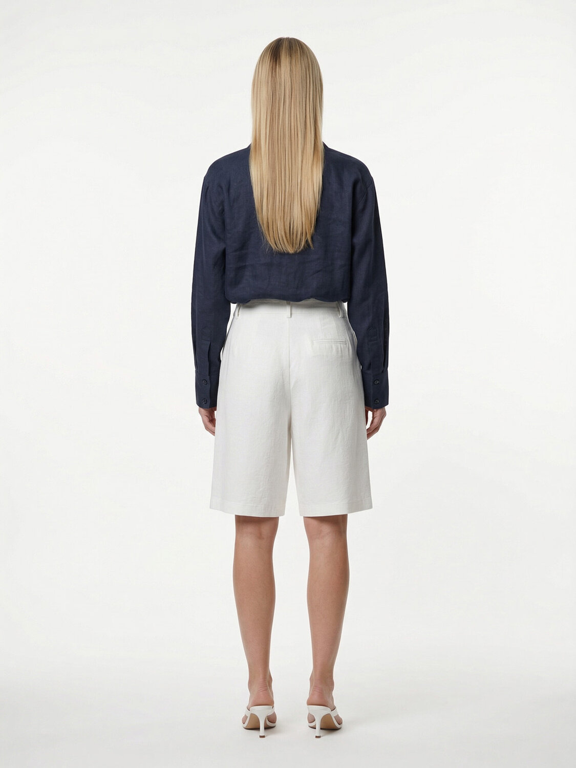 Lacivert %100 Keten Oversize Gömlek - 5