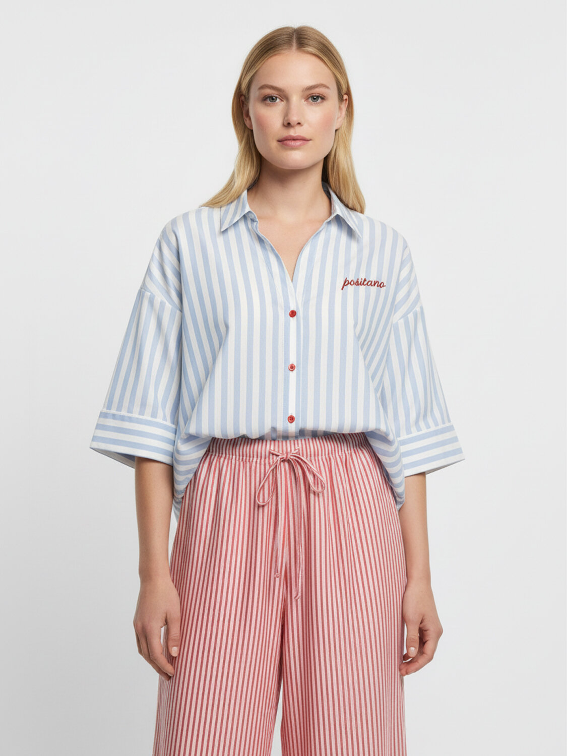 Mavi Doğal Dökümlü Oversize Gömlek (1)