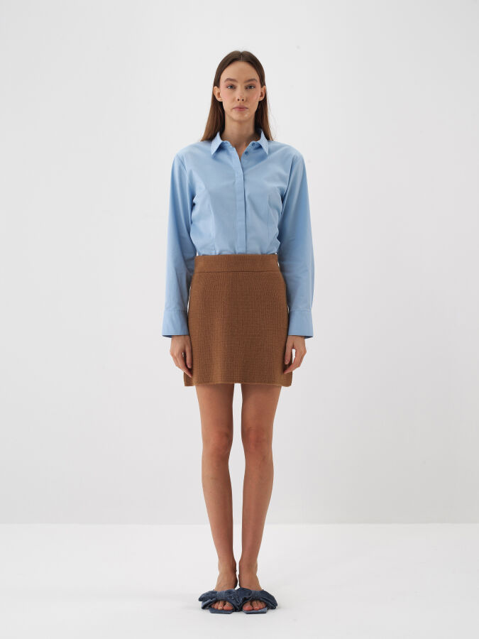 Mavi Pamuk Dokulu Regular Fit Gömlek - Xint