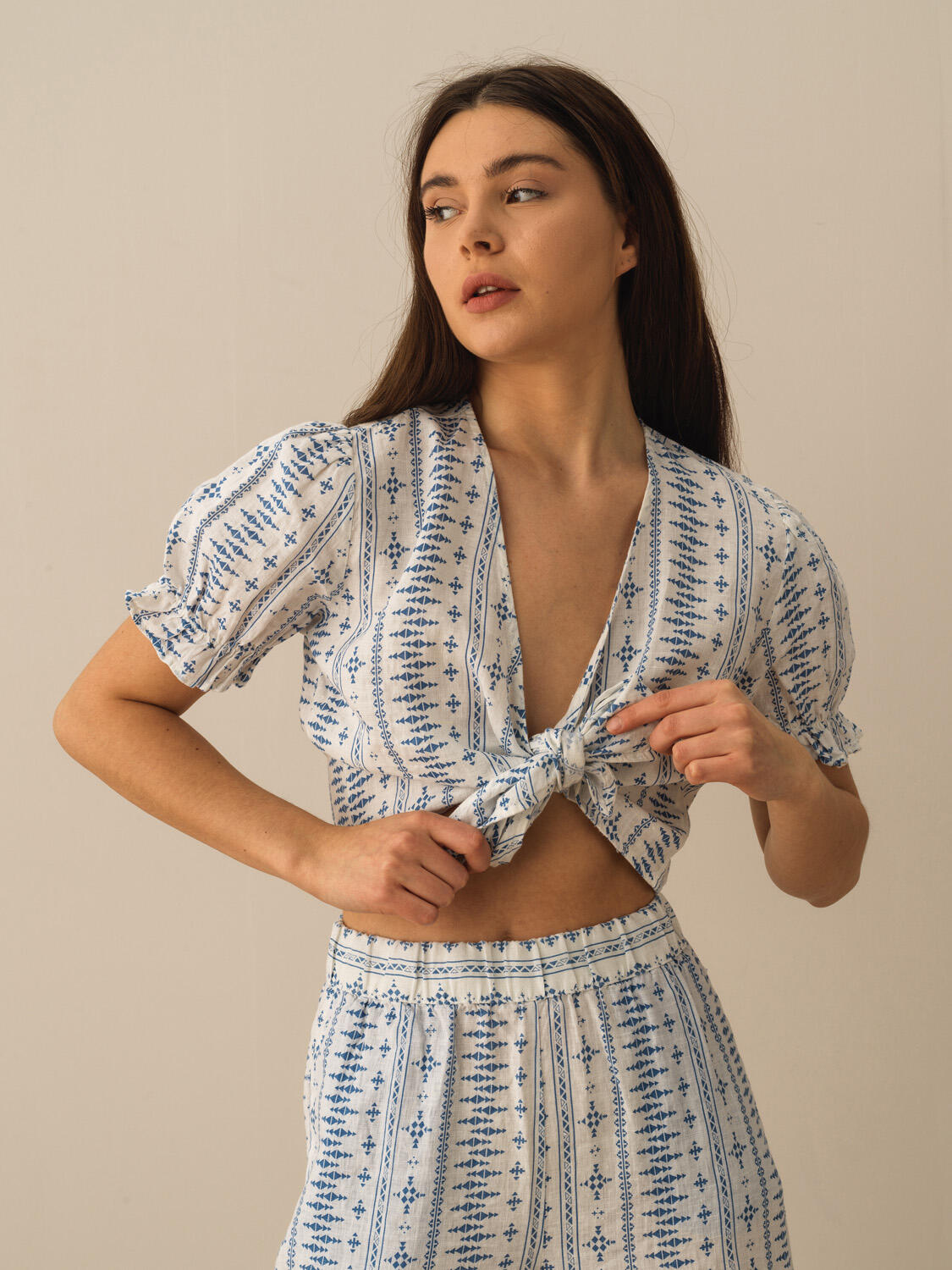 Mavi %100 Keten Regular Fit Gömlek