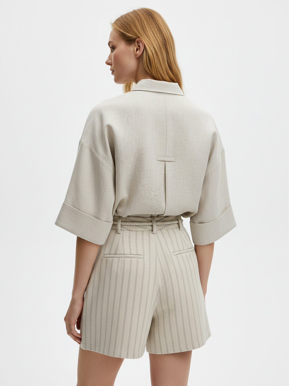 Naturel %100 Keten Oversize Gömlek - 4