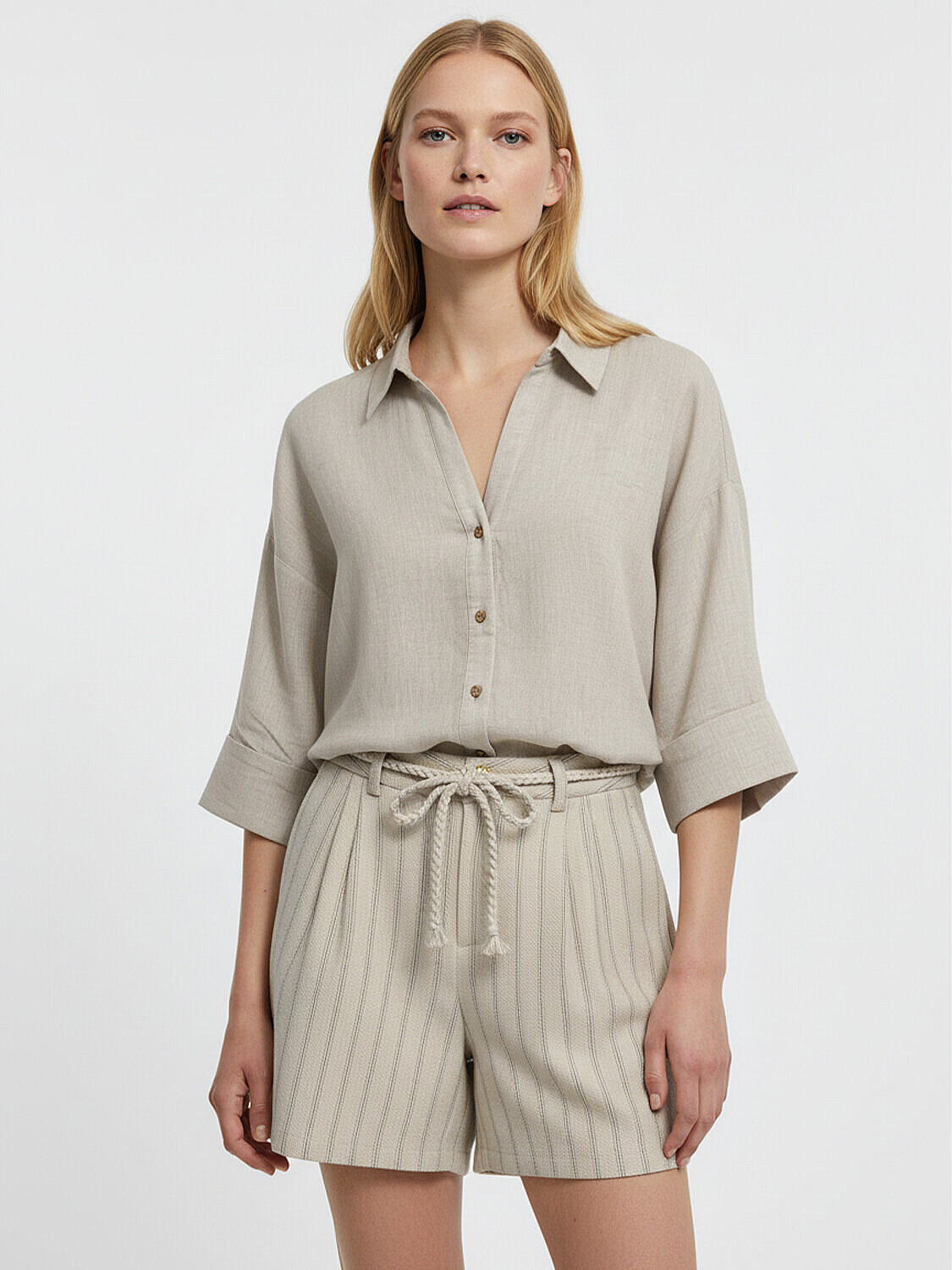 Naturel %100 Keten Oversize Gömlek (1)