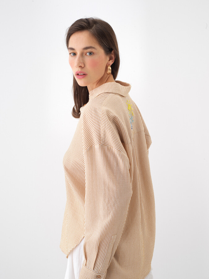 Naturel Doğal Akışlı Oversize Gömlek - 3