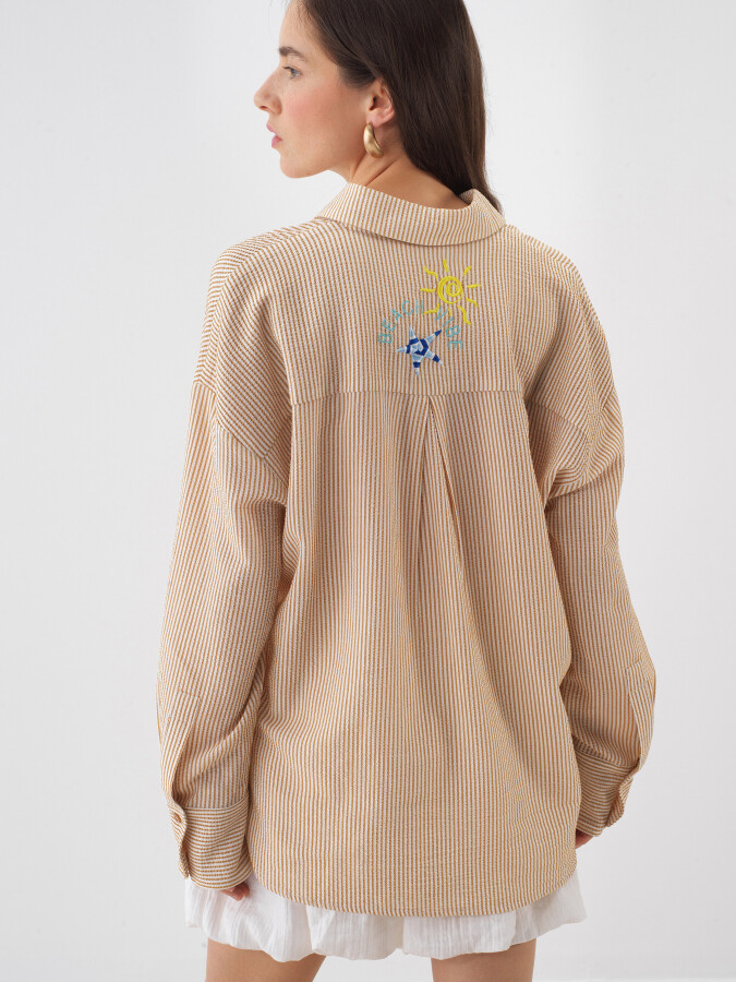 Naturel Doğal Akışlı Oversize Gömlek - 4