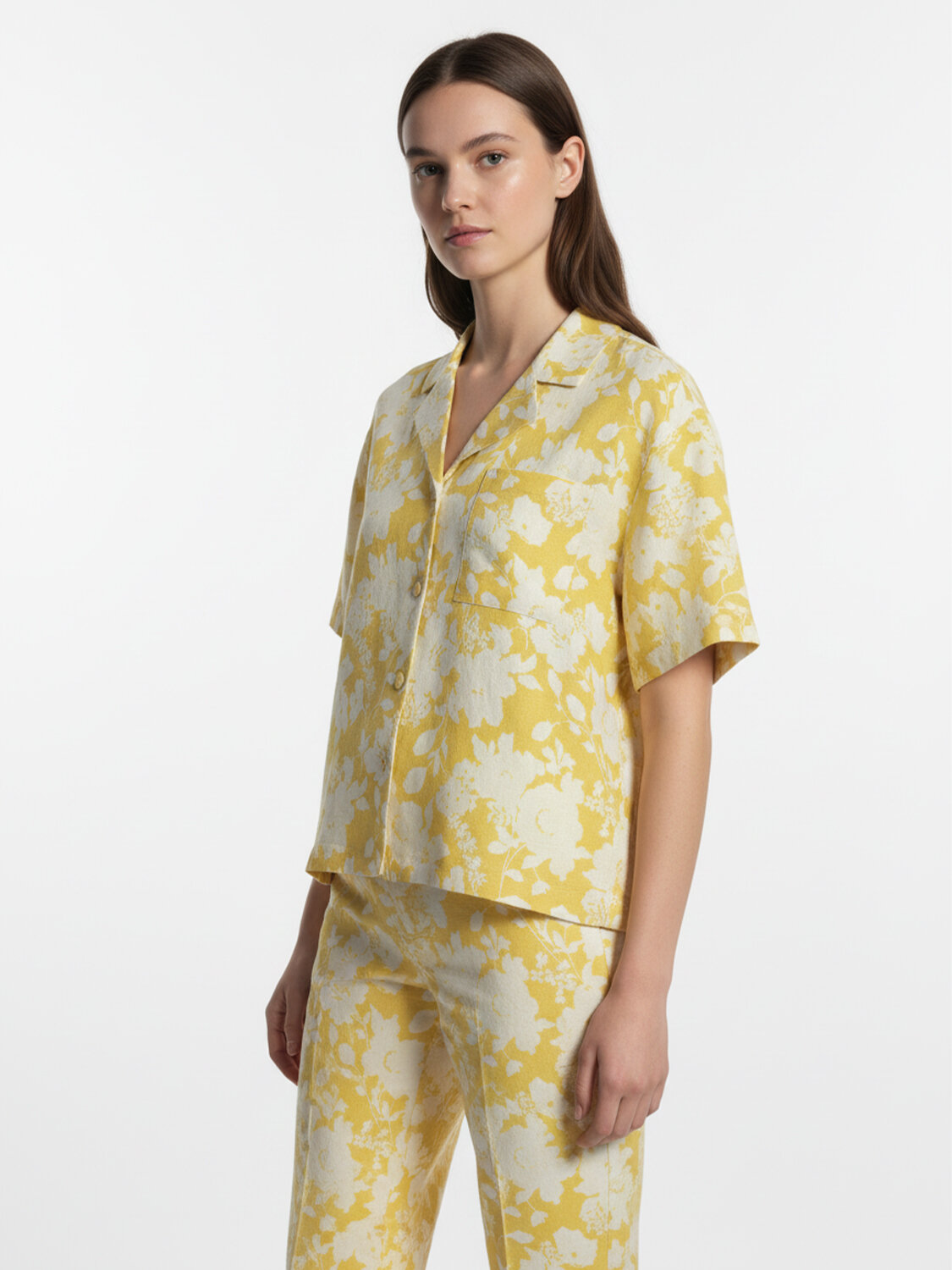 Sarı %100 Keten Oversize Gömlek - 3