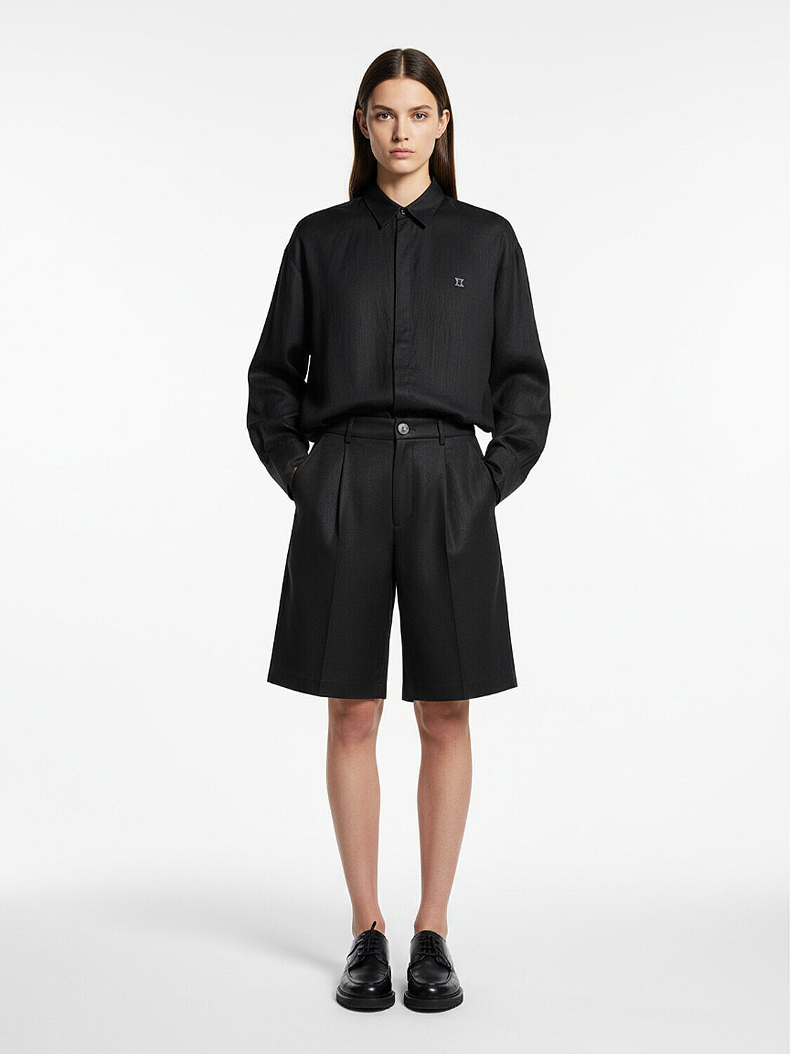 Siyah %100 Keten Oversize Gömlek (2)