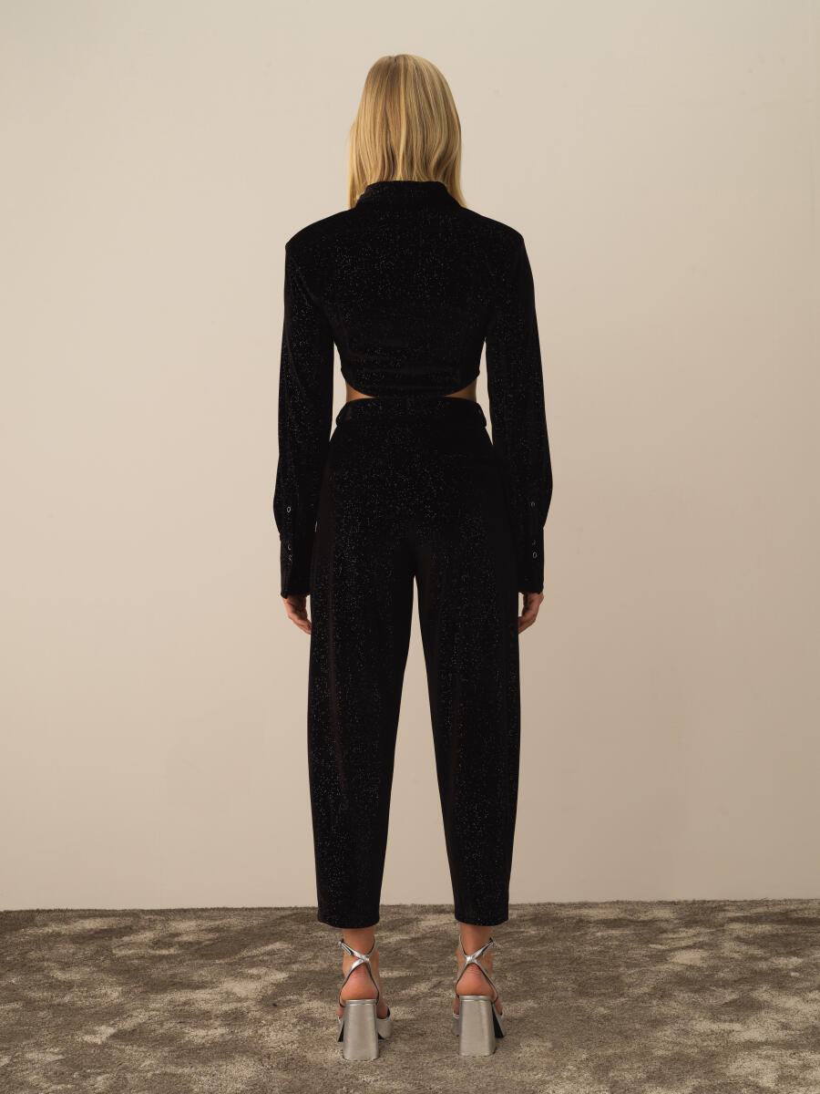 Siyah Esnek Dokulu Regular Fit Gömlek - 4