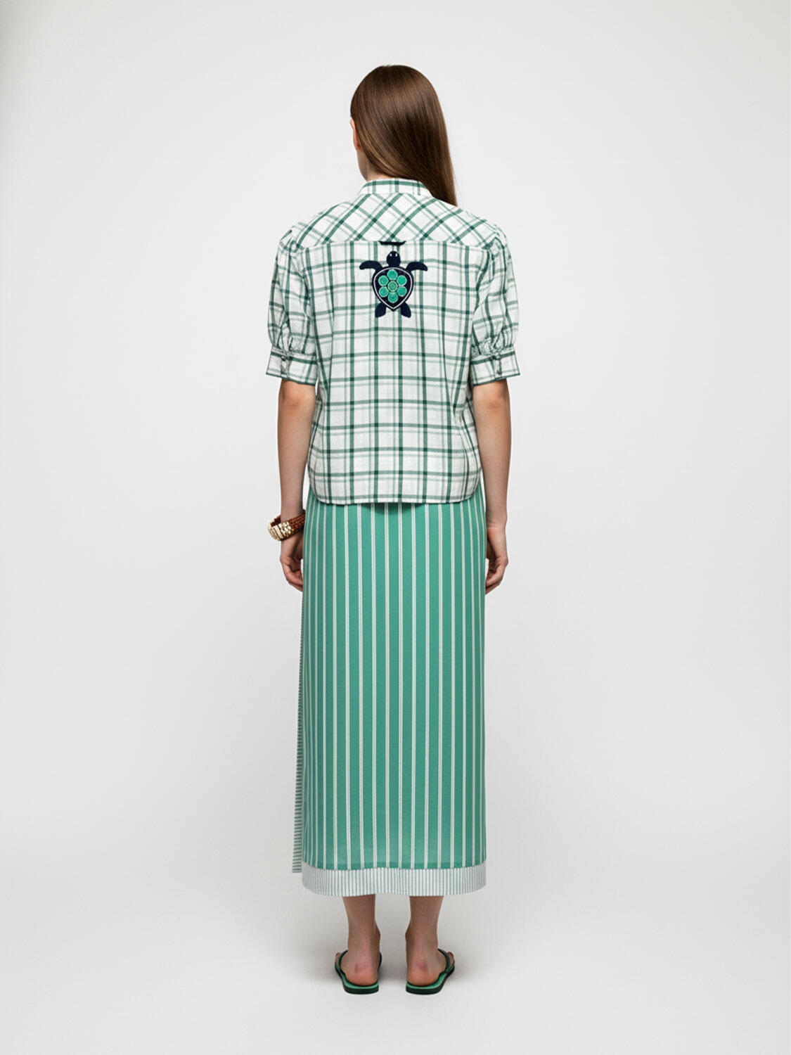 Yeşil Keten Karışımlı Regular Fit Gömlek - 2