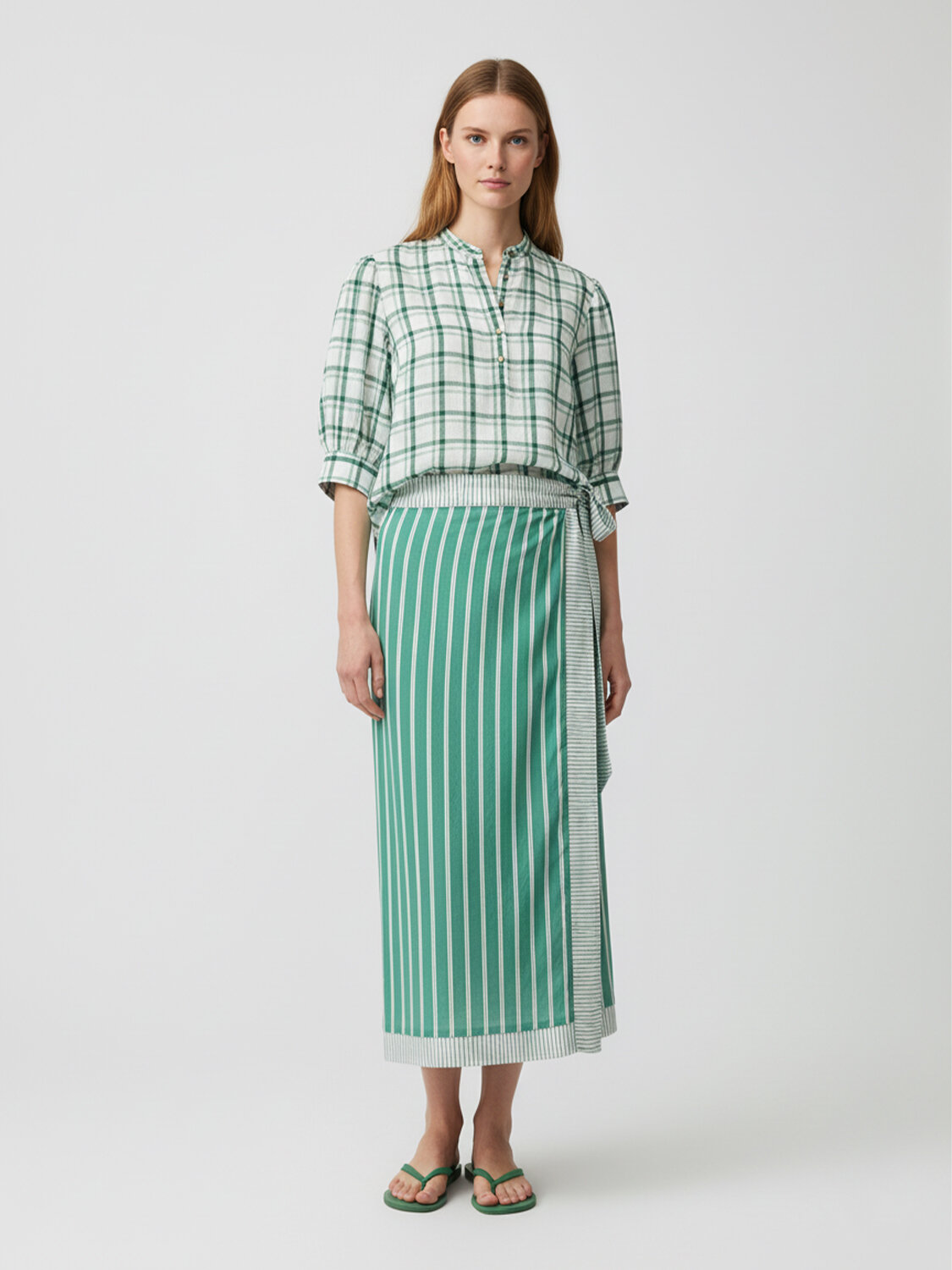 Yeşil Keten Karışımlı Regular Fit Gömlek - 4