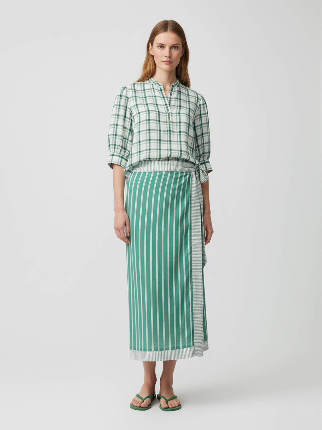 Yeşil Keten Karışımlı Regular Fit Gömlek - 4