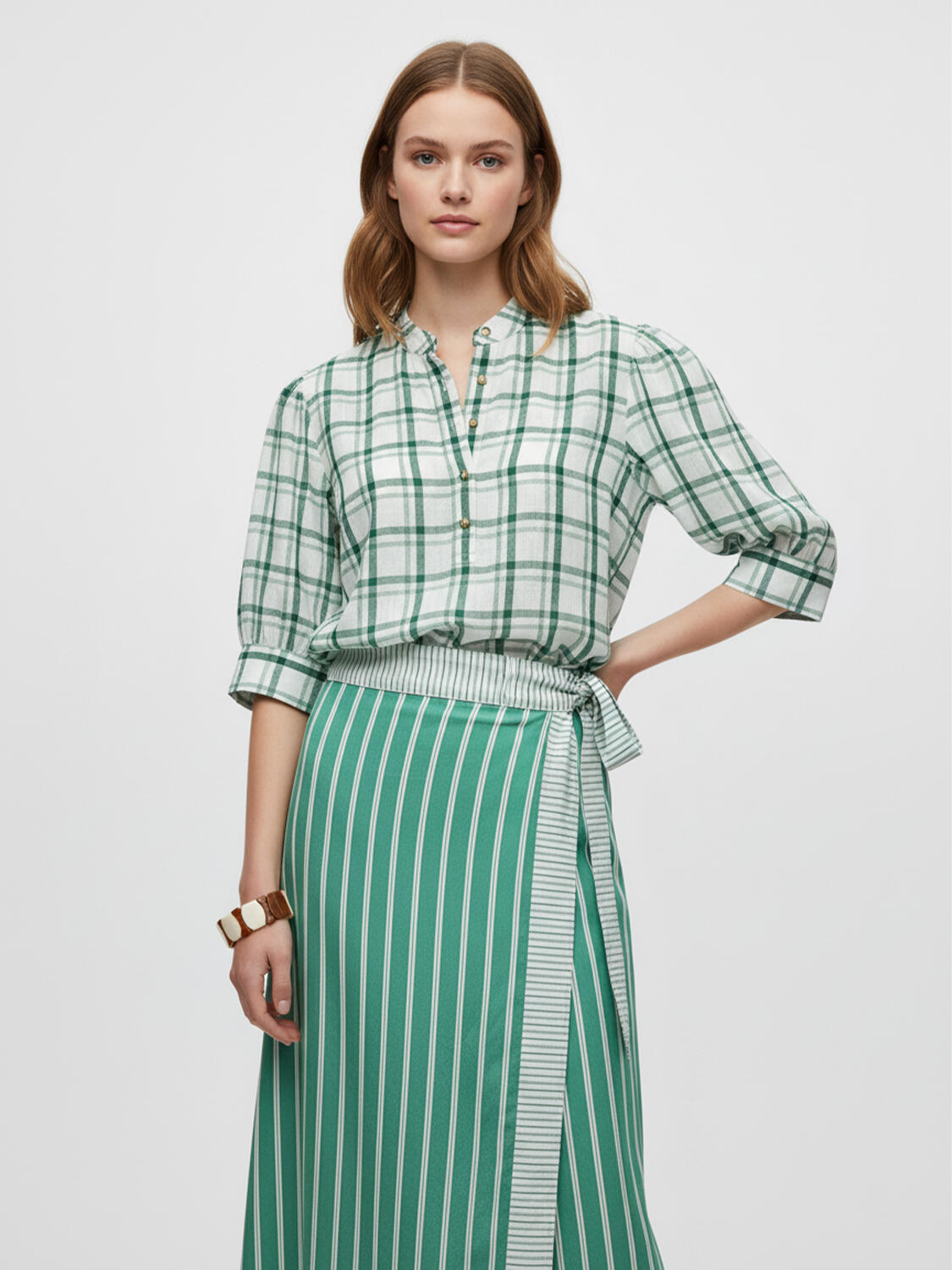 Yeşil Keten Karışımlı Regular Fit Gömlek - 3