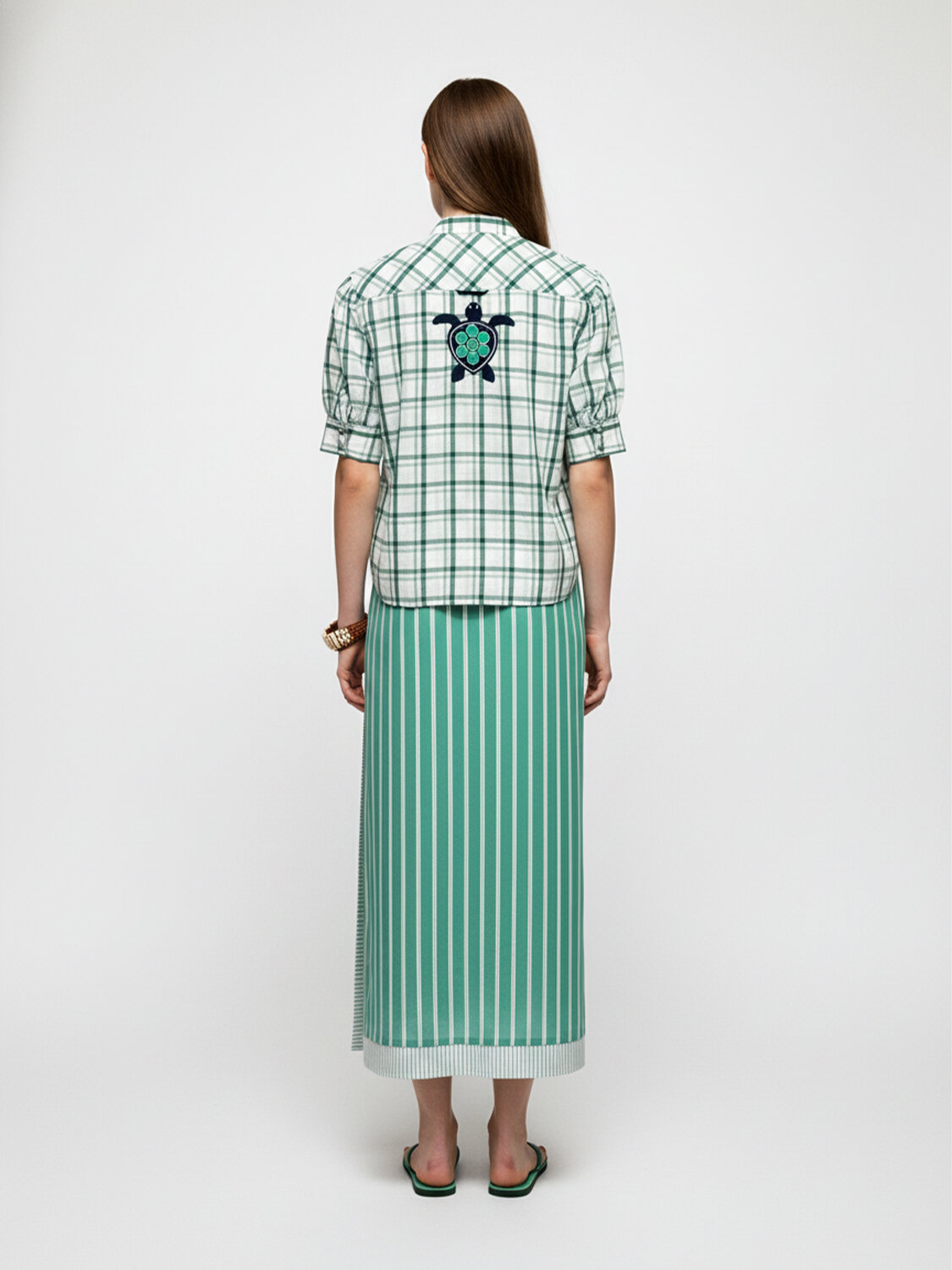 Yeşil Keten Karışımlı Regular Fit Gömlek (1)