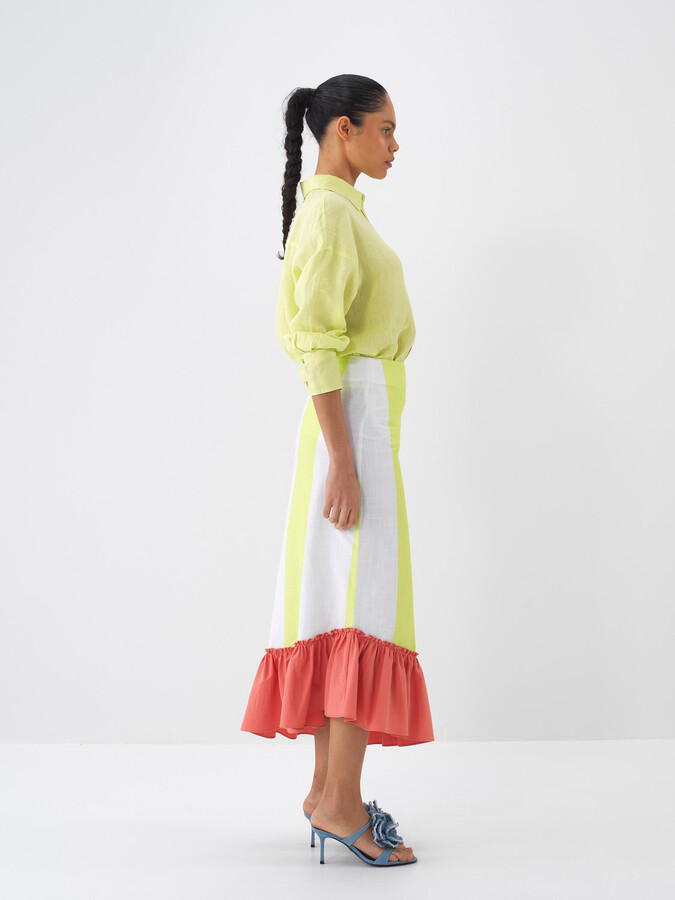 Yeşil %100 Keten Oversize Gömlek (3)