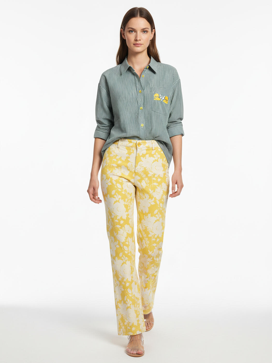 Yeşil Pamuk Dokulu Oversize Gömlek - 2