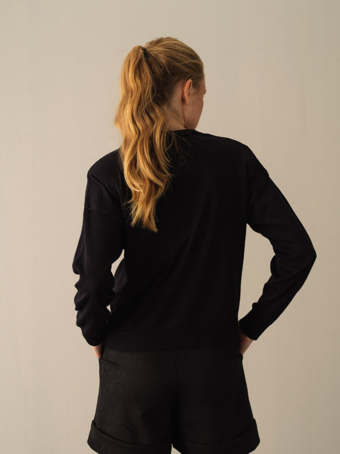 Siyah Pamuk Dokulu Slim Fit Hırka - Xint