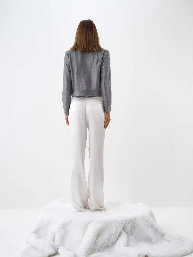 Antrasit Işıltılı Sim Detaylı Regular Fit Hırka - Xint