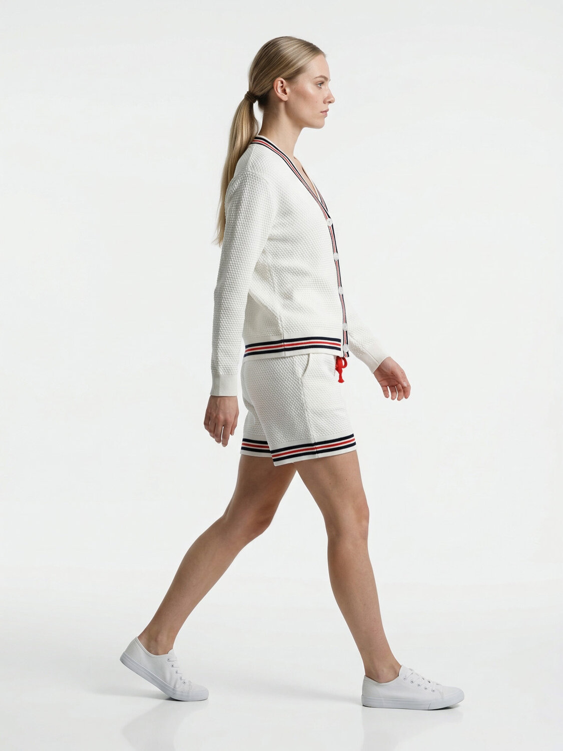 Beyaz Doğal Dökümlü Oversize Hırka - 3