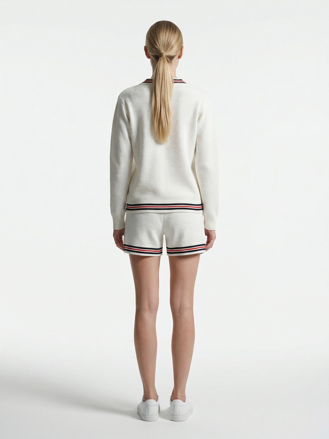 Beyaz Doğal Dökümlü Oversize Hırka - 4